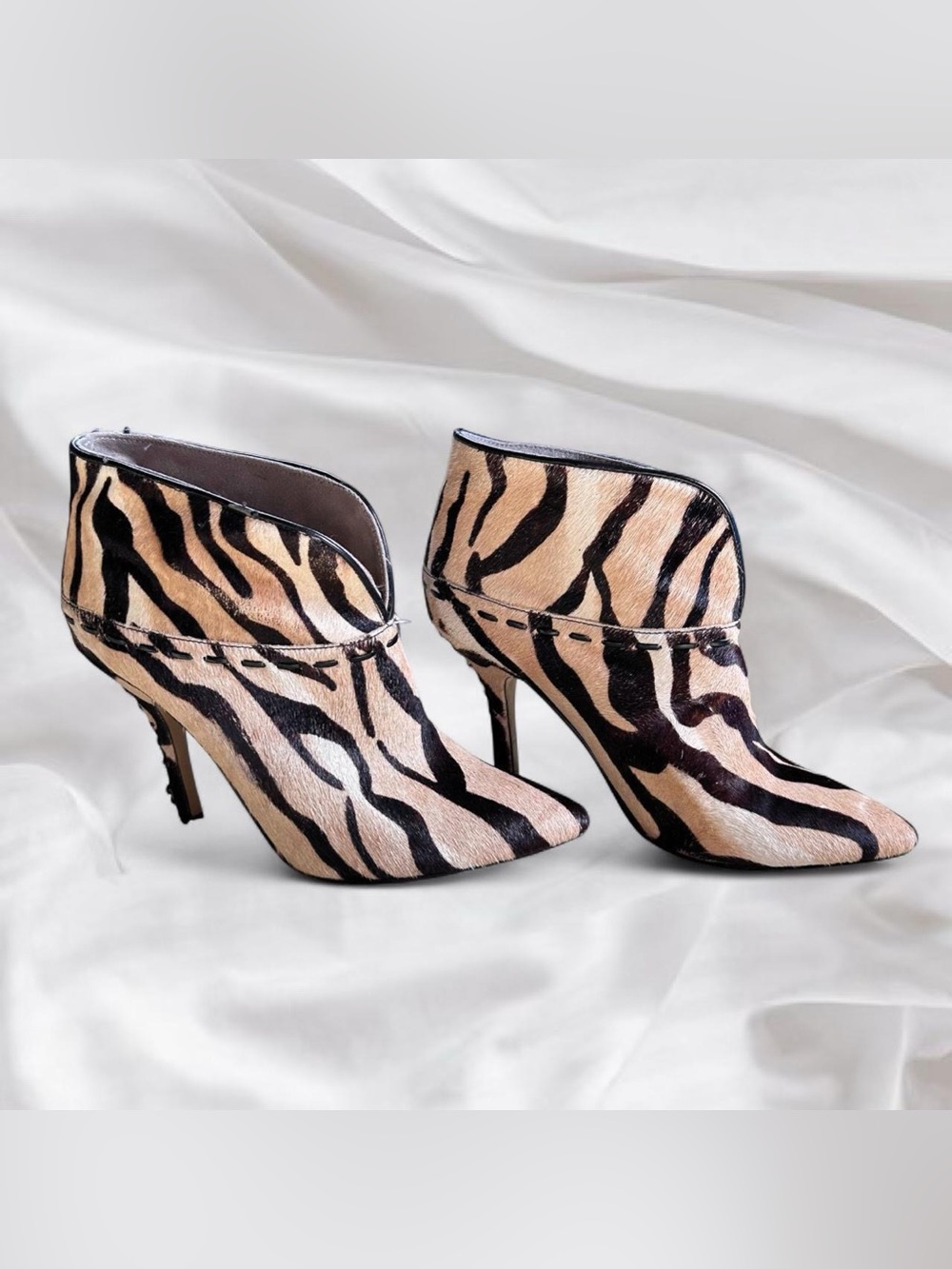 Y2K Zebra Print Ankle Boots